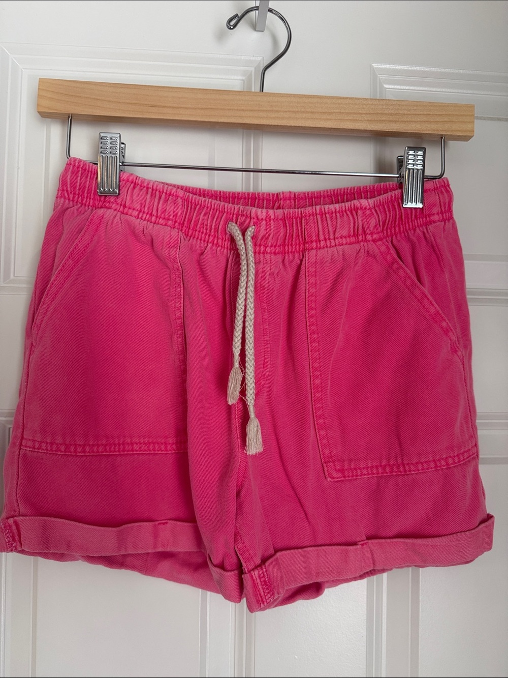 Girls Cotton Drawstring Women's Shorts in Hot Pink